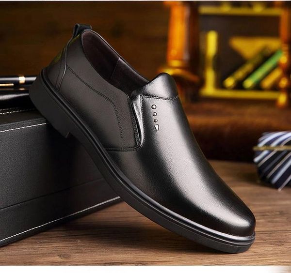 

acebuy2 mens shoes men dress shoes genuine leather spring new business dress british casual, Black