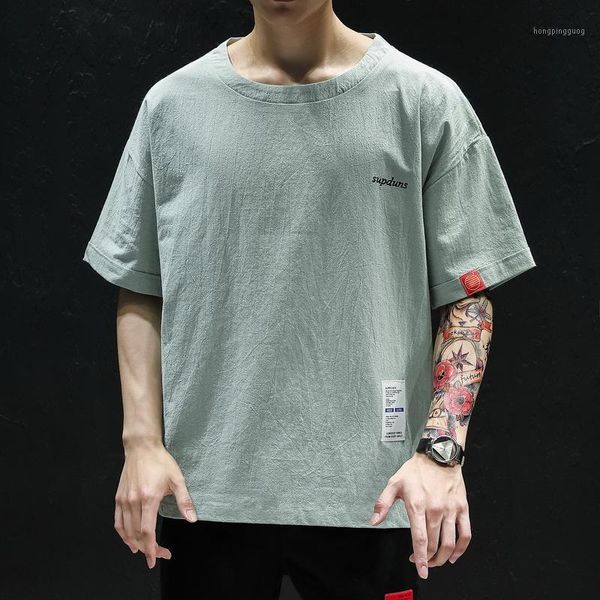 

2020 summer casual t shirt men cotton half sleeve man t-shirt o-neck loose short sleeve mens tee shirt homme1, White;black