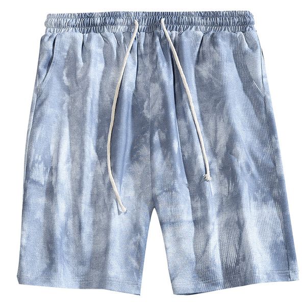 

men shorts printed tie dye elastic waist casual korean style fashion hip-hop plus size students couple all-match, White;black