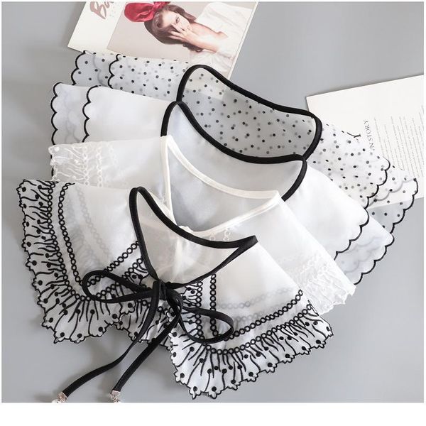 

embroidery fake collar women detachable collars big lapel white false collar shirt shawl kragen sahte yaka kraagje n qylecj, Blue;red