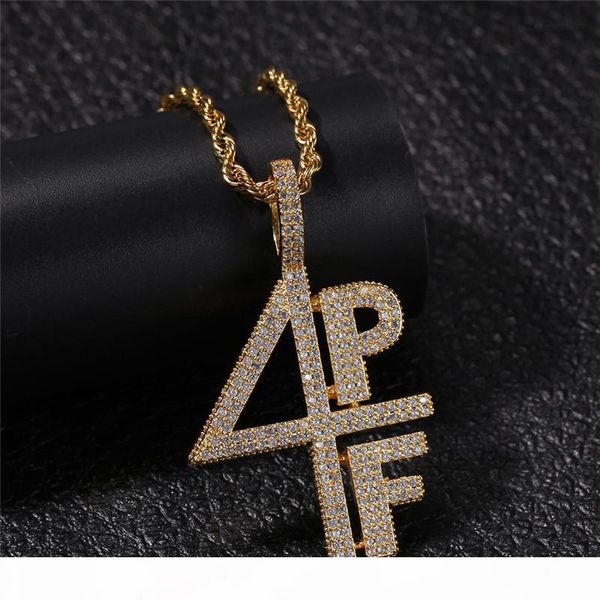

letters 4pf pendant hiphop necklace for men 2019 fashion hip hop jewelry 18k gold plated cz rapper necklaces jewellery, Silver