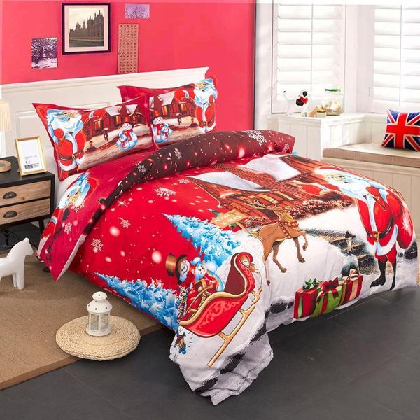 

100% polyester christmas gift 3pcs christmas bedding set duvet cover pillowcase twin full  king1