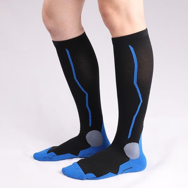 

sports socks running long stockings football soccer leg compression stretch stocking athletic for men women, Black