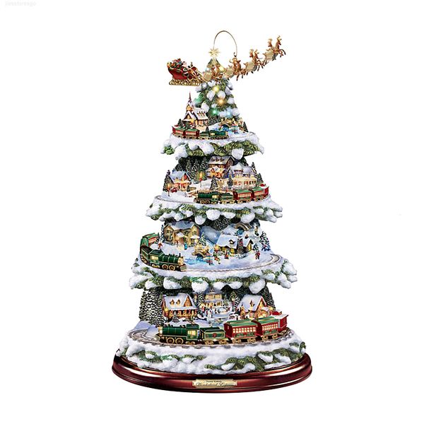 

christmas tree rotating sculpture train decorations window paste stickers