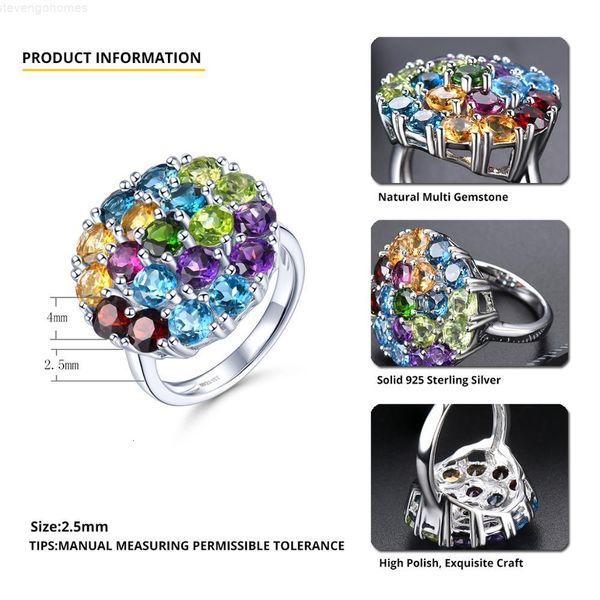 

925 sterling silver natural gemstone colorful elegant style fine jewelry women wedding rings q1116, Golden;silver