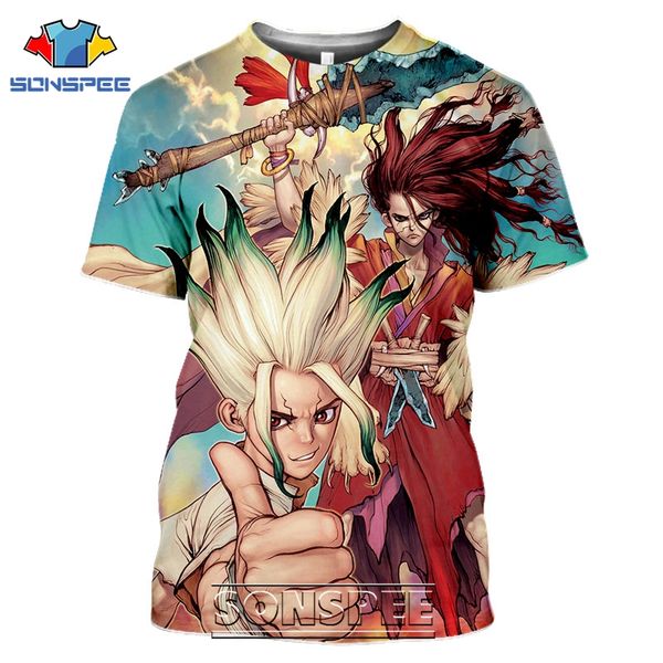 

dr stone cartoon anime 3d print shirts plus size graphic funny men clothing