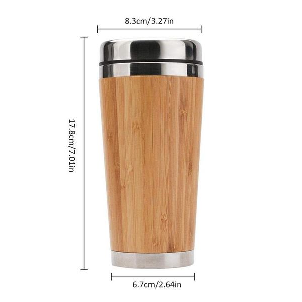 

upors 450ml natural bamboo travel mug with lid stainless steel coffee cup tumbler bottles beer coffee mug tea cup wmtesp yyysports