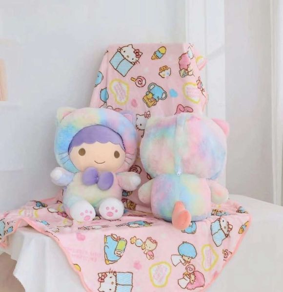 

seri japane cartoon turns into rainbow doll nap pillow air conditioning blanket dual purpose plush toys