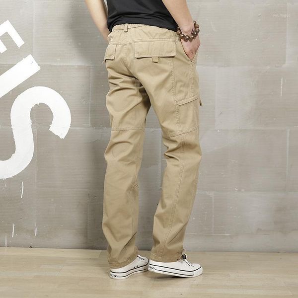 

icpans cargo pants loose khaki cargo pants men casual elastic waist men army green summer male trousers1, Black