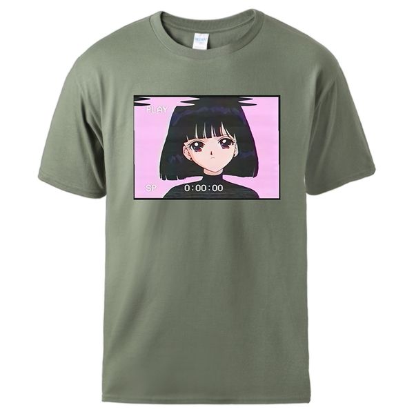 

sport sad девушка печати мужские футболки 2020 новый летний хлопок tee с коротким рукавом топы япония аниме harajuku casual male streetwear