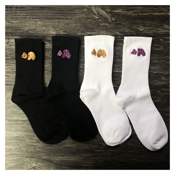 

palm decapitated bear angels cotton sports leisure men and women in tube sock, Black