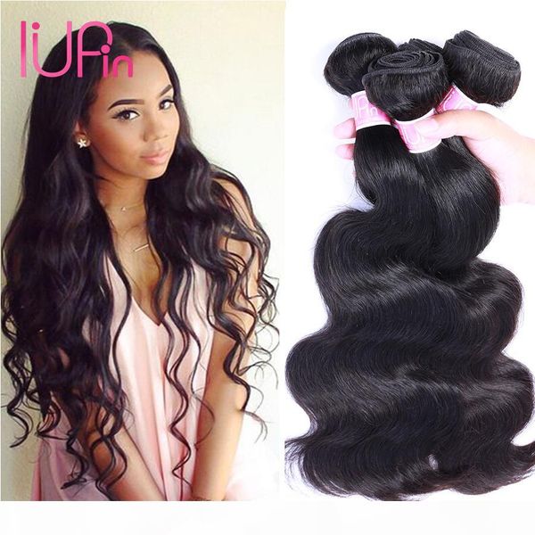 

iupin hair products raw virgin indian hair body wave 3 bundles 100g indian body wave human hair weaves bundles 8"-28" natural blac, Black