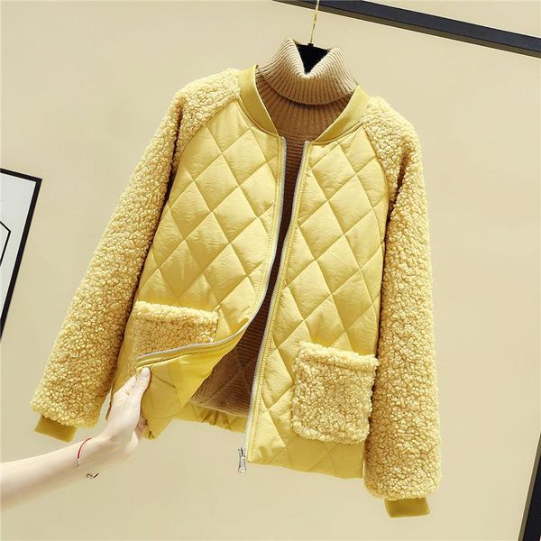 

women's down & parkas peonfly patchwork female casual winter zipper letter pockets jacket warm thick quilted coat loose fashion, Black