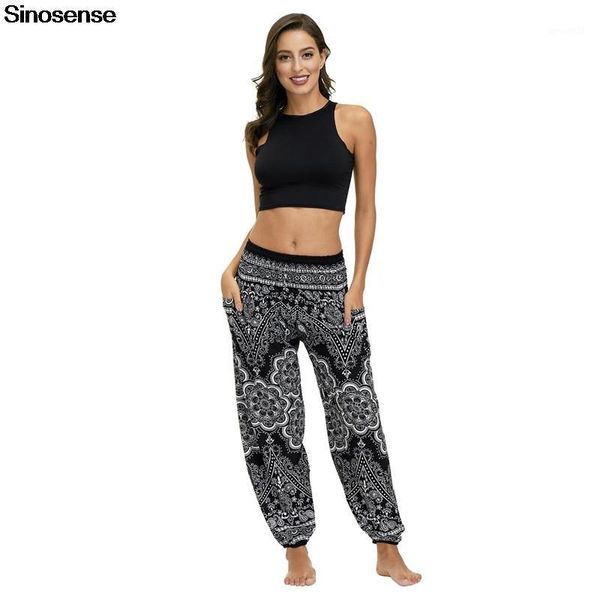 

women's pants & capris women sporty dance harem harajuku floral 2021 streetwear woman trousers high waist loose long casual1, Black;white