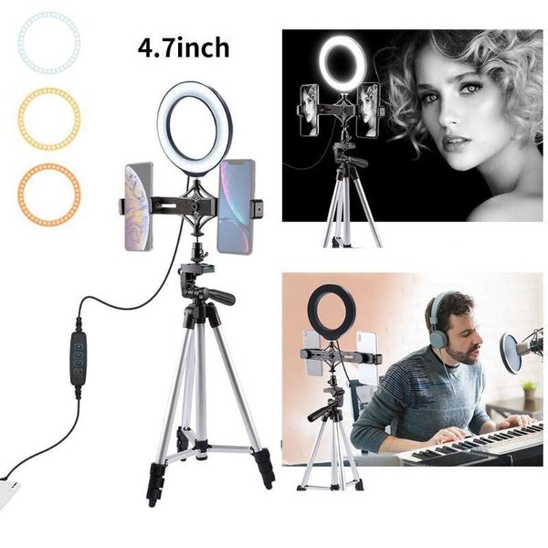 

new ring light 4.7 inch with tripod stand cell phone holder usb 3 modes led light wearable devices support wholesale1