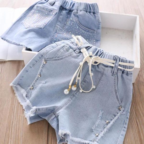 

shorts wholesale children's denim baby girls clothes summer beading rivet hit pants kids clothing jeans l2231, Black