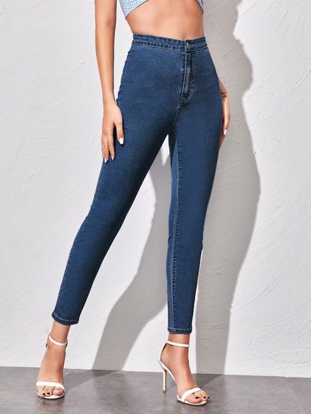 

high-waisted cropped skinny jeans r3dp#, Blue