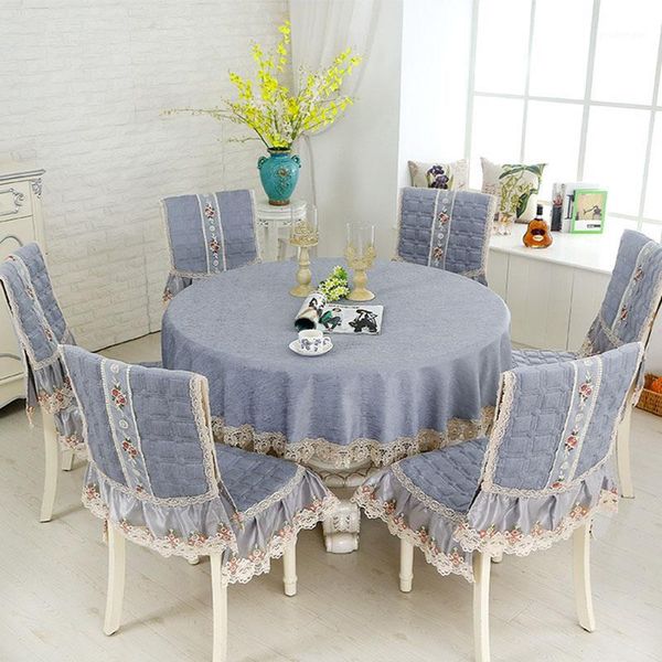 

european lace edge chenille table cloth european dining table cover chair cushion cover round lace tablecloths chair set1