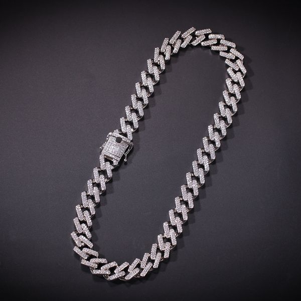 

christmas strip miami cuban chain zircon-studded hip-hop necklace for men european and american, Silver