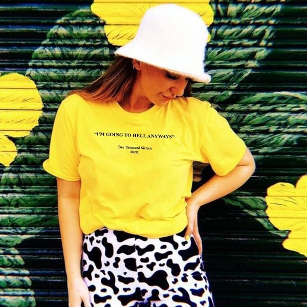 

i am going to hell anyways t shirt fashion yellow shirt 90s fashion women goth grunge art t shirt aesthetic tumblr tees outfits, White