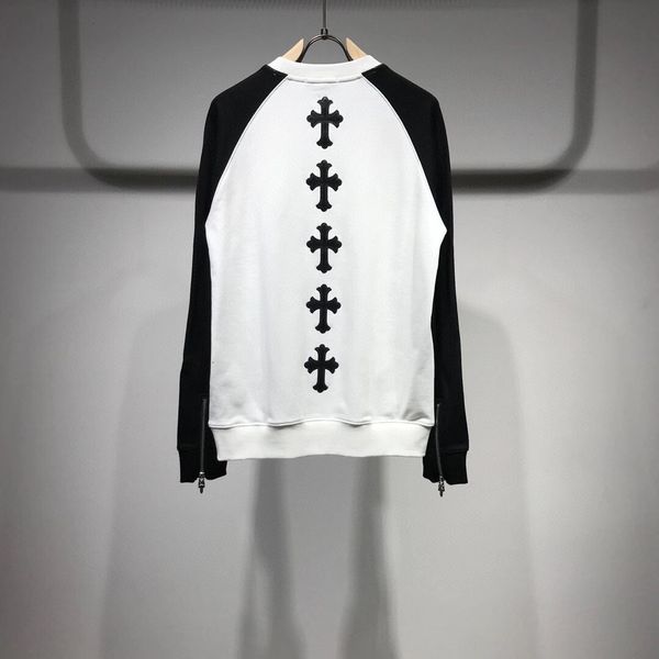 

ch crosin осенняя зима новый крестовый лейк для кожи металл тянуть голову черно-белый сращивание хлопчатобумажные шеи мужской свитер, Black