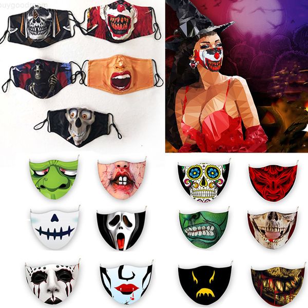 

funny face mask reusable cartoon 3d print dustproof ultraviolet-proof washable running riding bike protective cloth halloween masks