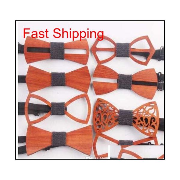 

fashion western special wood gentleman bow ties handmade butterfly wedding party bow ties butterfly wooden unique tie for man nhxrs, Black;gray