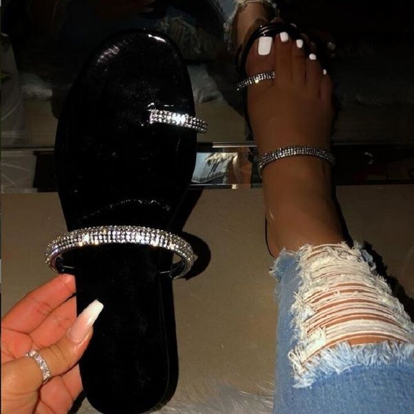 

fashion summer women sandals crystal shiny slippers slip-on cut out ladies platform sandals outdoor holiday slides bk018 y200405, Black