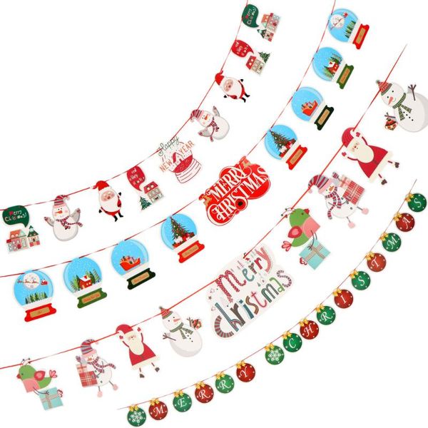 

1 set 4pcs creative party christmas pattern paper banner hanging ornaments