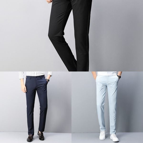 

tgf0z business 7c45s casual autumn thin men's casual pants straight loose trousers young and pants business elastic middle-aged men&#03, Blue