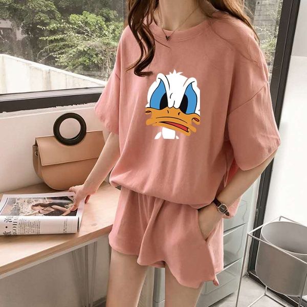 

zdvdo super pants cec popular casual pantst-shirt casual pantssummer short-sleeved women's t-shirt 2020 korean new style loose slimming, Gray