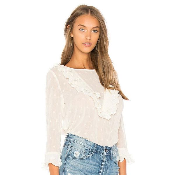 

women blouse white long sleeve shirt ruffle casual lady blouse shirt polka dot print blouses womens blouses
