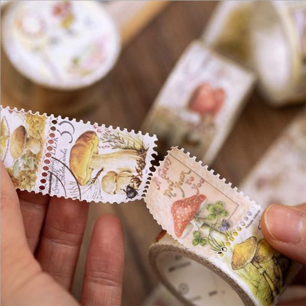 

gift wrap 1pack retro philately series washi paper tape diy scrapbooking animal mushroom decorative stamp-collecting sticker label