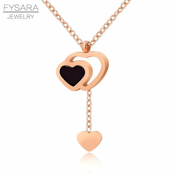 

fysara classic brand black love ожерелье подвеска сердце мода ювелирные изделия titanuim сталь женщины ожерелье розовое золотое цепочка ожер