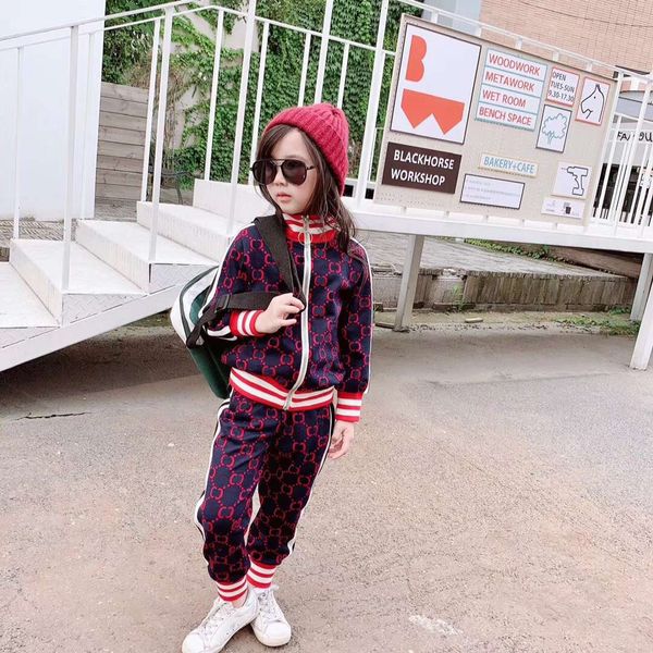 

kids tracksuits boys girls fashion clothing sets trendy letter printed jackets + joggers sport style suits children two pieces sets, White