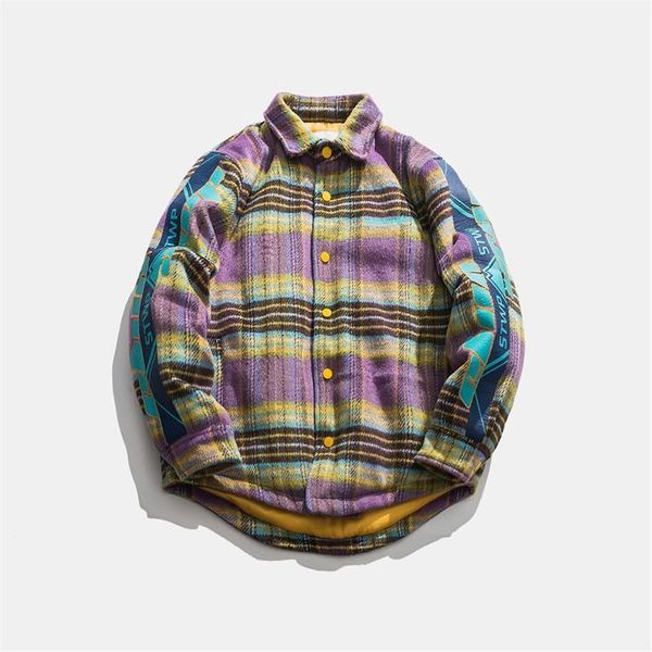 

2020 winter lapel cotton-padded jacket japanese literary style youth popular logo checked casual cotton-padded jacket man1, Black