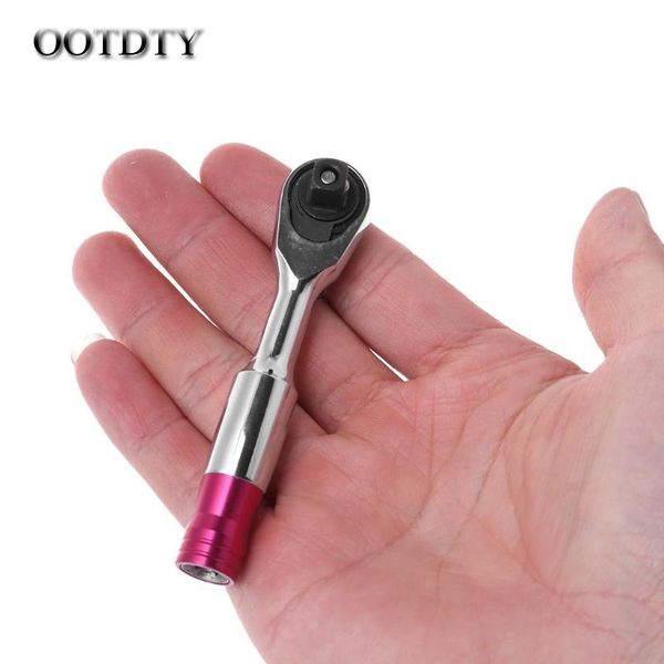 

ootdty 1/4" mini ratchet wrench 85mm/100mm socket wrenches repair tool for vehicle bicycle bike dorp shipping