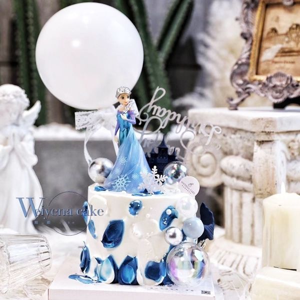 

tjbnj cake acrylic snow snow princess decoration snowflake plug-in goddess cake bake dessert stage dress up lesyf