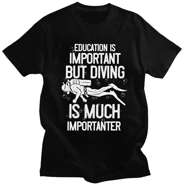 

sport funny scuba dive t-shirt for men short sleeved education is important diving is importanter tshirt diver cotton tee shirts