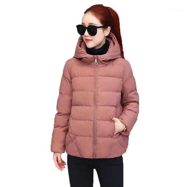

2020 new women's down cotton coat parkas short winter jacket female hooded zipper warm cotton padded black casual outwear k9211