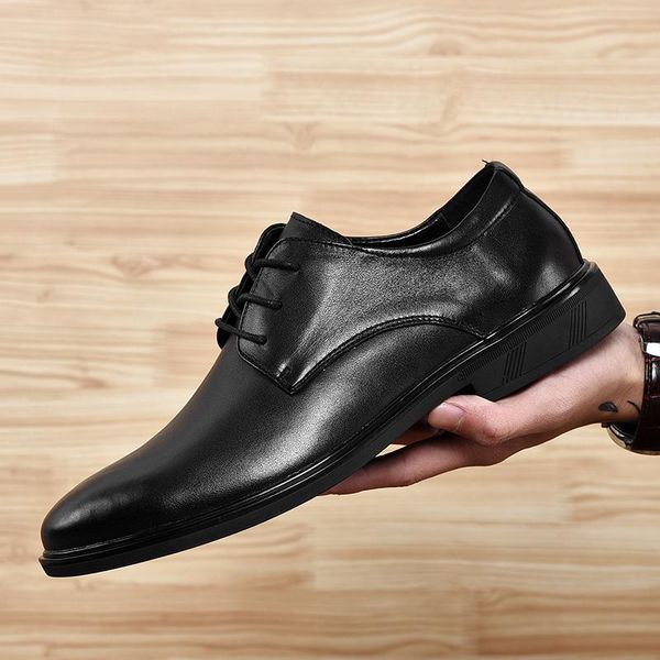 

dress shoes men business formal genuine leather luxury fashion wedding party casual oxford j3, Black