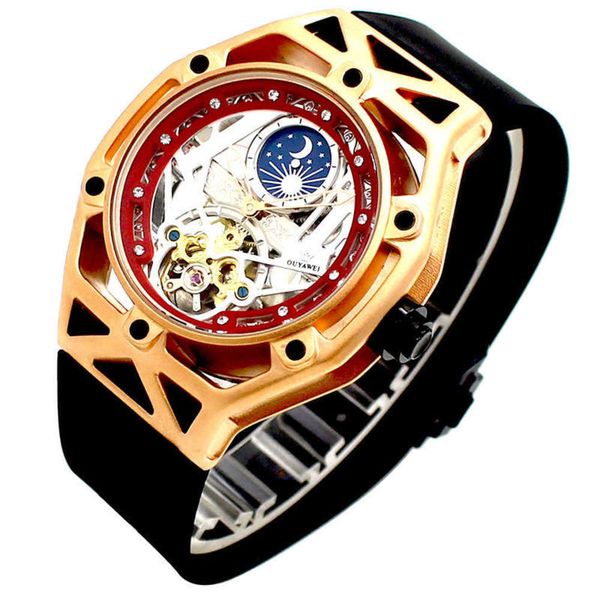 

water sports mechanical hollow luminous eurasia new men's watch, Slivery;brown