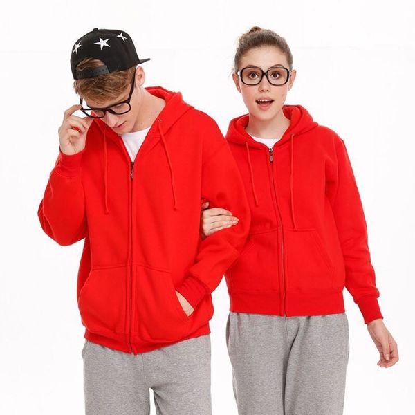 

men's monochrome plush casual popular new zipper in winter european and american hooded sweater, Black