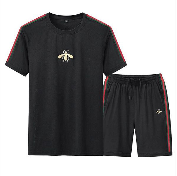 

men designer tracksuit t-shirt + shorts 2 piece sets luxury summer pants jogger suits embroidery pattern fashion short sleeve sportswear men, Gray