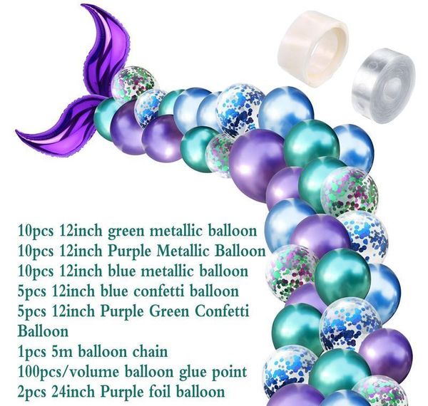 

42pcs balloon arch set mermaid tail balloon little mermaid party decorations supplies wedding girl birth wmtuka rimmer
