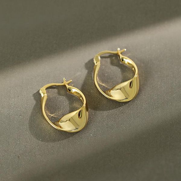 

xiha 925 sterling silver mobius twist hoop earrings for women 2020 huggie circle hoops earing wedding engagement fashion jewelry, Golden;silver