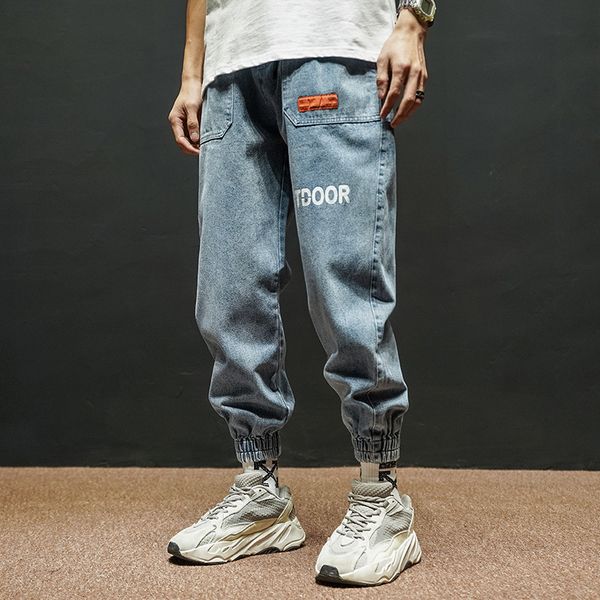 

2021 new newly fashion fit printed designer denim streetwear hip hop men pants y464, Blue
