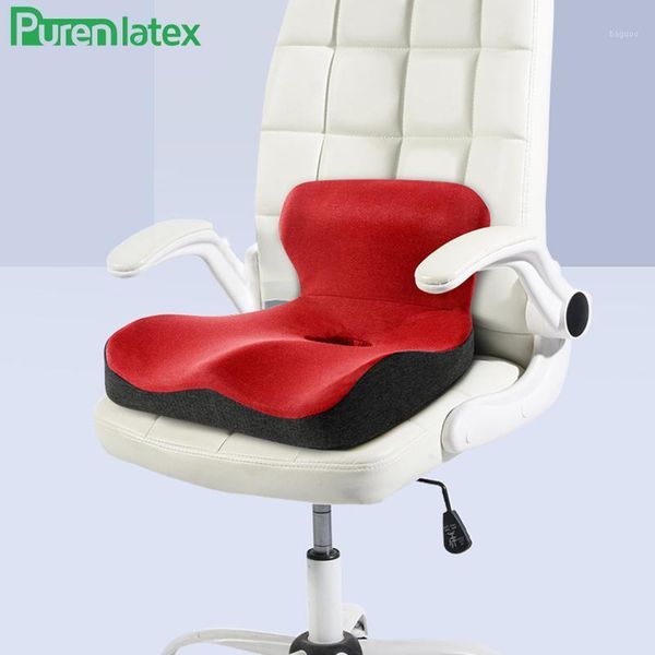 

purenlatex l shape memory foam seat back cushion orthopedic coccyx spine mat hemorrhoid treat pad slow rebound pressure cushions1