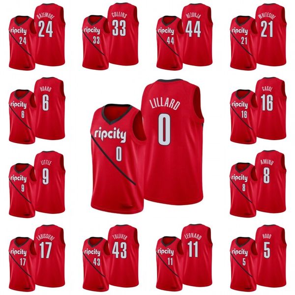 

portland trail blazers men zach collins kent bazemore anthony tolliver hassan whiteside nik stauskas rodney hood jersey, Black