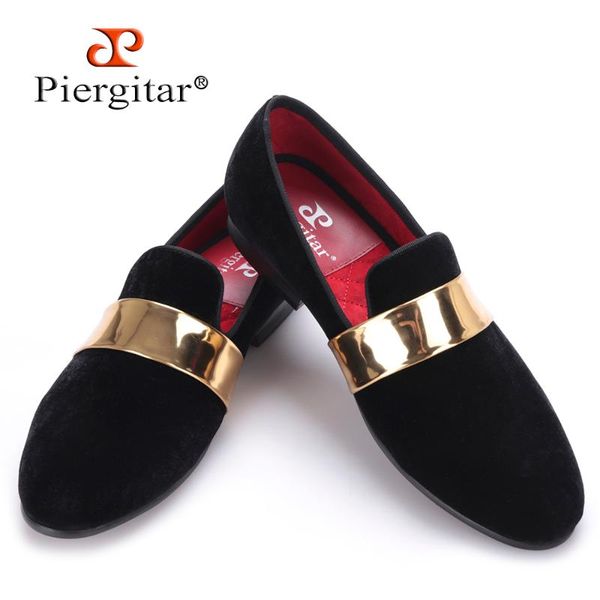 

dress shoes style handmade men velvet with gold patent leather buckle fashion party and wedding men's flats, Black